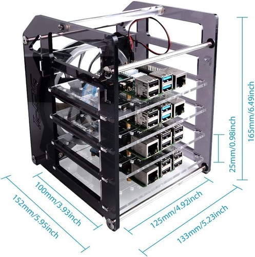 Étui empilable en acrylique avec ventilateur LED RGB pour Raspberry Pi & Jetson Nano - Photo 8/8