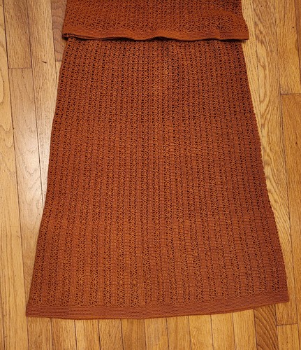 Vintage 1930s Rust Cotton Crochet Dress Set With Belt and Note - Picture 9 of 21