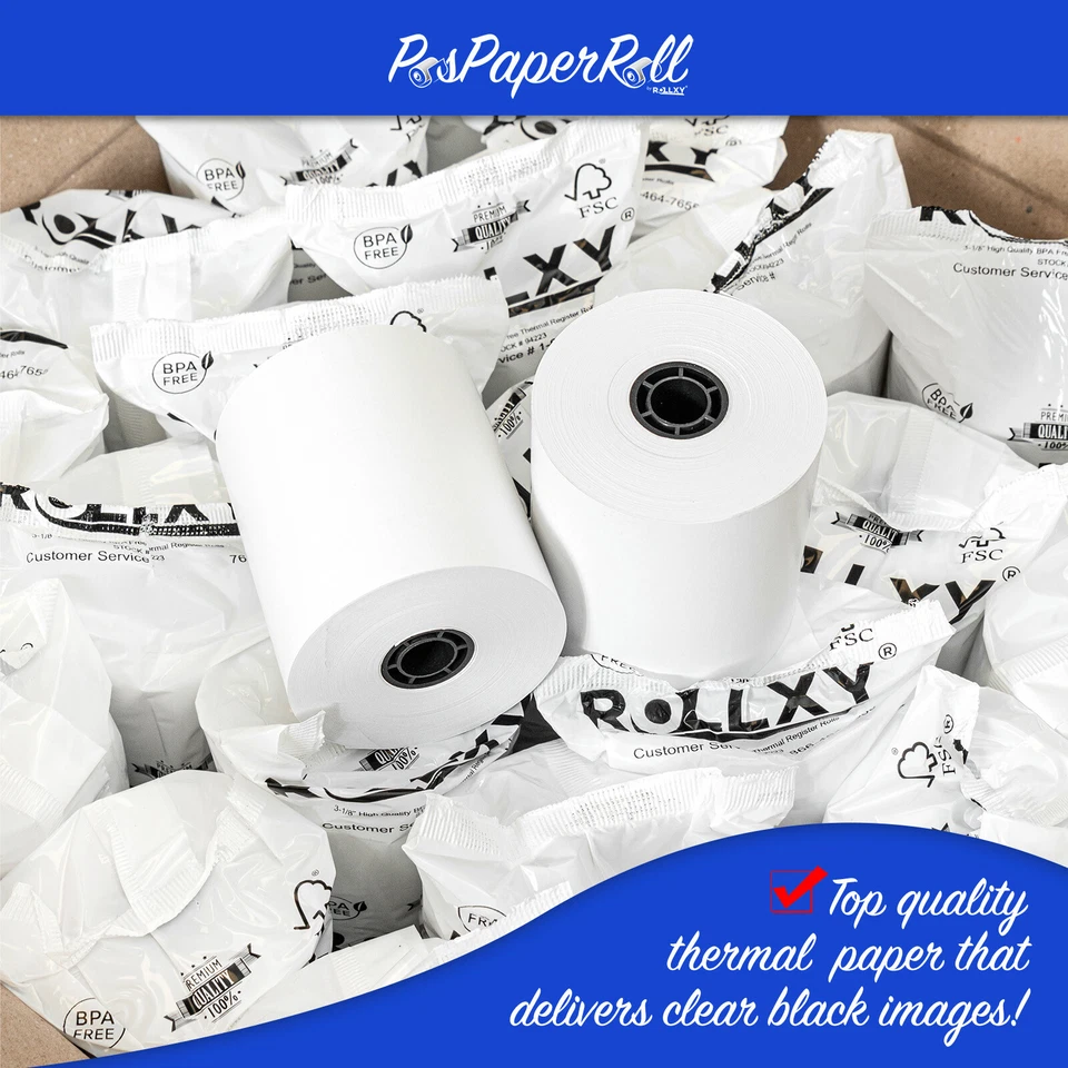 3-1/8" x 230' THERMAL POS RECEIPT PRINTER ROLL PAPER BPA FREE USA - 50 ROLLS - Image 2 of 4