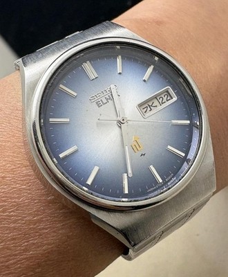 Seiko ELNIX 0703 Watch Electromagnetic Temp Vintage Showa Era Blue Dial