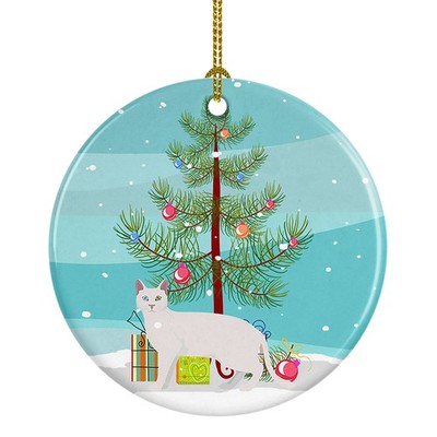 Khao Manee Cat Merry Christmas Ceramic Ornament CK4634CO1