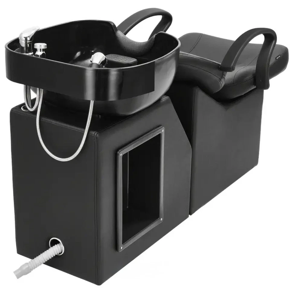 Silla de champú de peluquero de lavado a contracorriente con unidad de fregadero salón spa equipo de belleza Foto 3 de 4