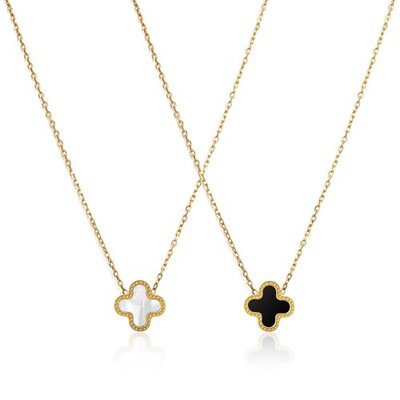 NAWU 18K Gold Clover Pendant Necklace for Women Lucky Four Leaf Clover