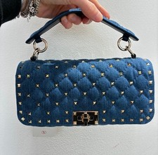 VALENTINO Rockstud Spike Denim Shoulder Bag Blue - BNWT