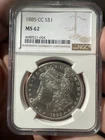 1885-CC Morgan Silver Dollar NGC MS62