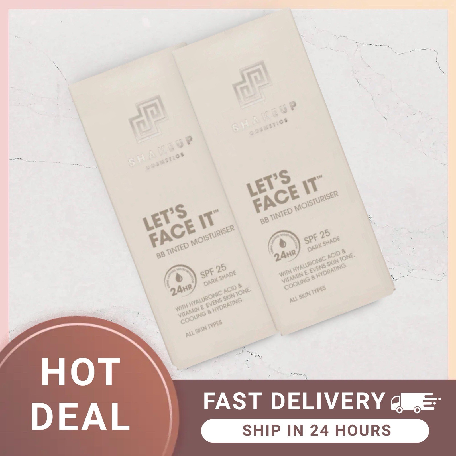 Shakeup Cosmetics Let's Face It BB Tinted Moisturiser Spf25 ( Dark Shade) 50mlX2