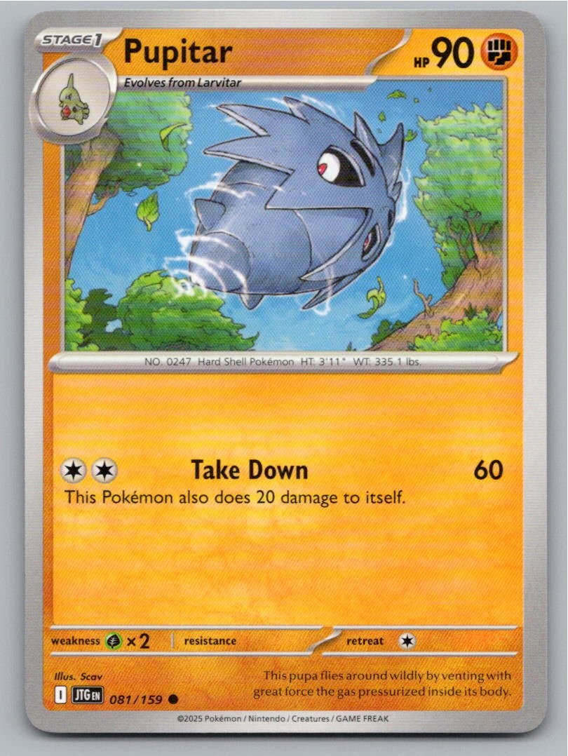 2025 POKEMON PUPITAR JOURNEY TOGETHER 081/159 COMMON NM A27909 FREE S&H