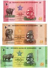 2026 Zimbabwe Gold System Banknote set 10, 20, 50 ZIG  P115 to P117 UNC