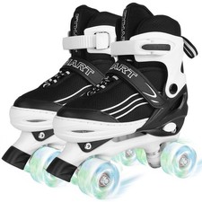 Kids Roller Skates for Girls Boys Child Beginners, Adjustable 4 Sizes Quad Rolle