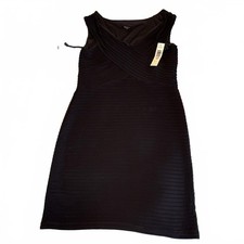 Onyx Nite New $108 Womans Size 12 Midi Black Ribbed Knee Dress Stretch Comfort