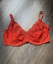 Natori Orange Lace Mesh Underwire Bra 38DDD S...