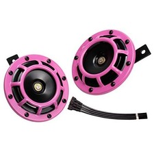 Horns Electric Car Horn 12V High Tone/Low Tone Twin Horns Kit with pink