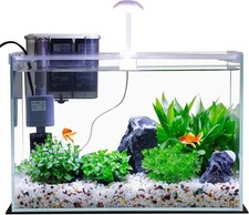 5 Gallon Glass Small Fish Tank Aquarium Starter Kit with Filter LED Light Lid
