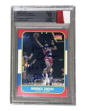 Vintage 1986-87 Fleer Maurie Cheeks Jersey Fusion Auto Grade 10 Beckett 76ers