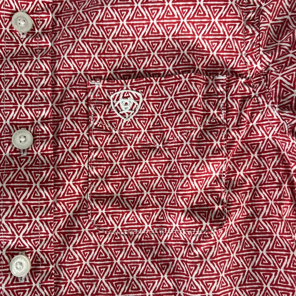 Ariat Niños XS/Tp (7) Manga Larga Color Rojo con Un Patrón Foto 2 de 4