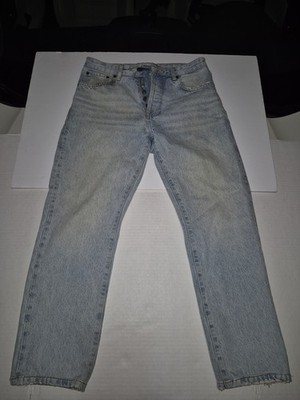 ZARA Jeans Womens USA 30 Light Wash Blue Denim Distressed Casual Pants