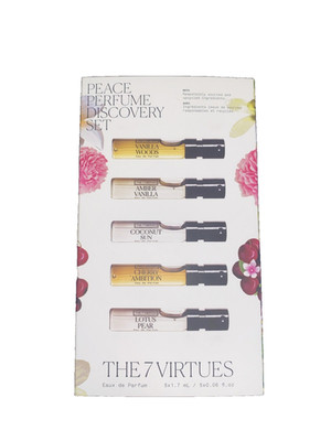 THE 7 VIRTUES Peace Perfume Discovery Set Vanilla Woods Coconut Sun New in Box