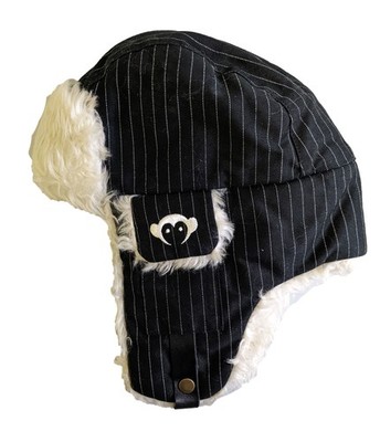 Appaman Jungen Trapperhut Morritz Schwarz Mit Weißen Pinstripe Größe 50 cm NWOT