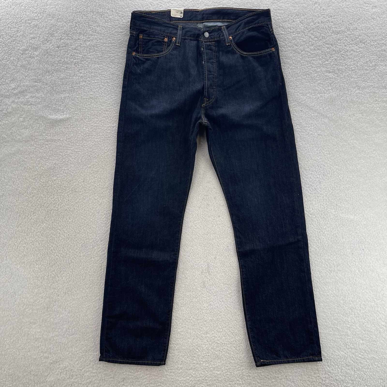 Levis 501 Jeans Mens 35x32 Blue Original Straight Button Fly Dark Wash Denim NEW