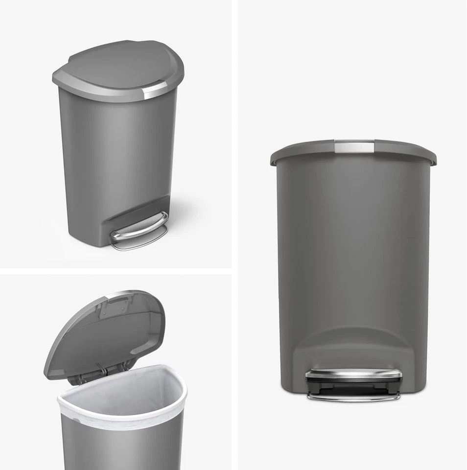 Cubo de basura semiredondo de cocina simplehuman 50 litros/13 galones con seguro S Foto 2 de 4
