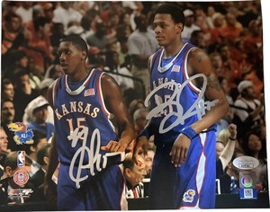 Kansas Jayhawks Mario Chalmers & Brandon Rush Signed 8x10 Photo JSA Certified