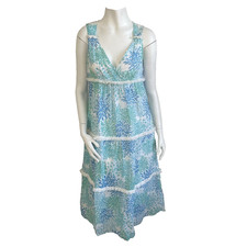 STS Sail to Sable XS Sleeveless Fringe Trim Midi Dress Tropical Vacation Resort