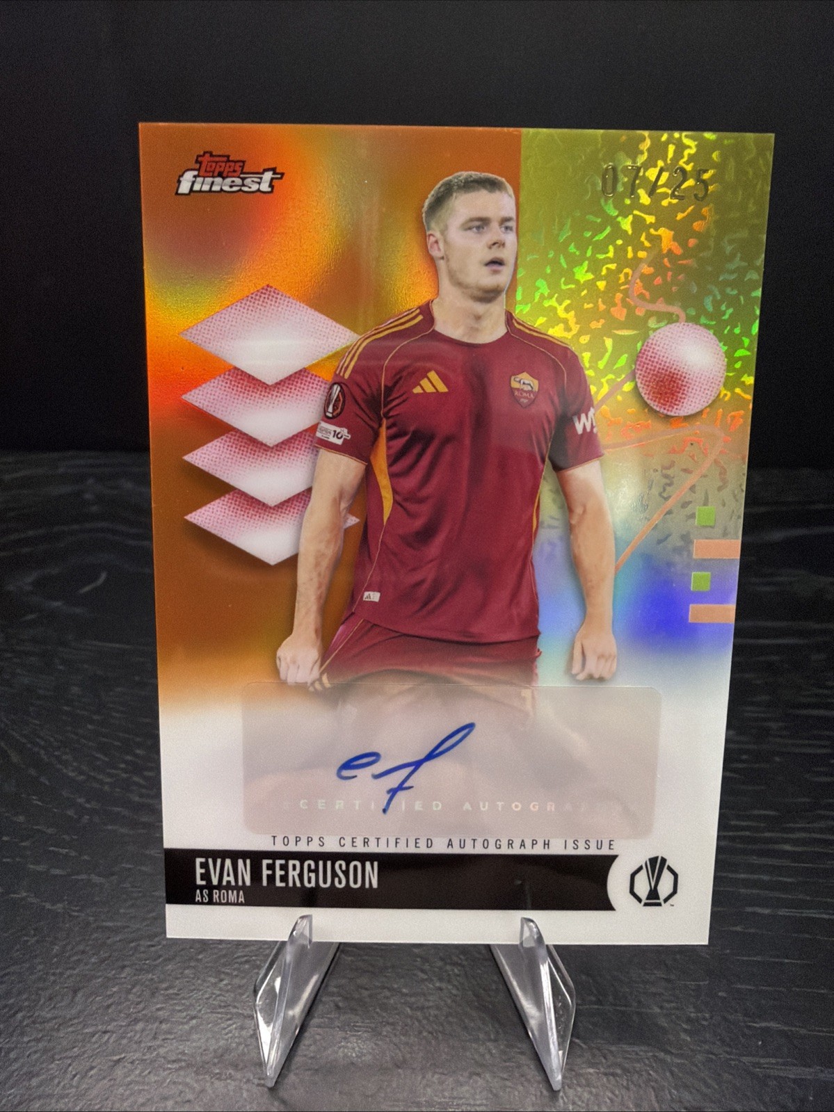 Evan Ferguson Orange Auto /25 2025-26 Topps Finest Uefa Club Competitions