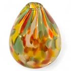 VTG Murano Style Art Glass Vase Hand Blown Multicolor Frit Spatter Teardrop