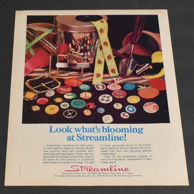 1974 Print Ad Fashion Style Streamline Buttons Ideas Spring Bright Art Ribbons