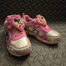 Disney Minnie Mouse Toddler Sneakers Size 10 Pink Glitter Shoes Light Wear
