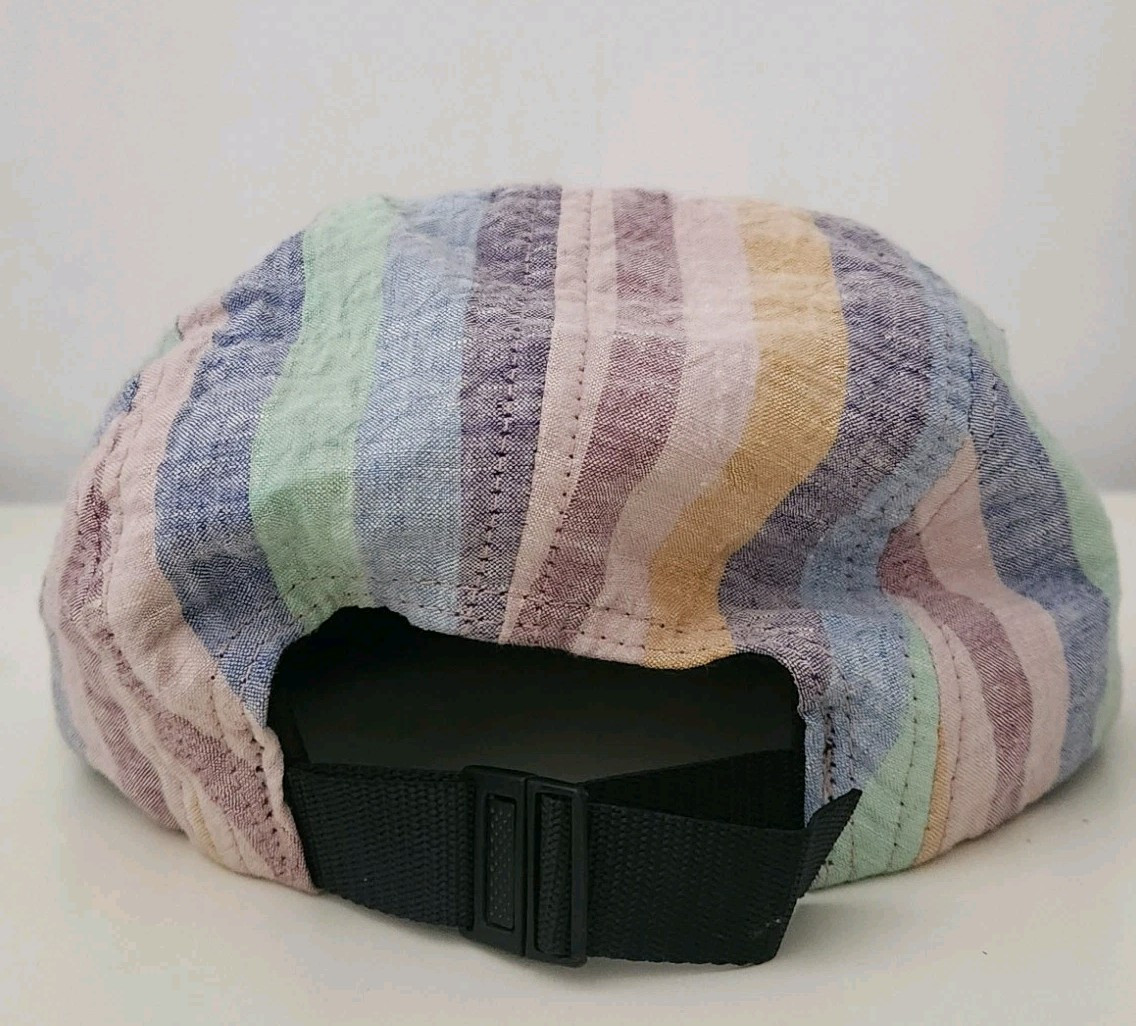 FW14 Supreme Striped Linen Suede Camp Cap 2014 Vintage Rare