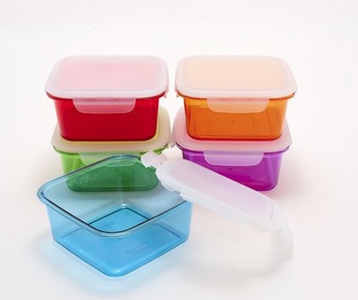 LocknLock 4-Cup Multi-Color Tritan Square Food Container Set of 5 K98998