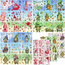 27 Sheets Valentine's Day Window Clings Decoration Red Gnome Holiday Stickers