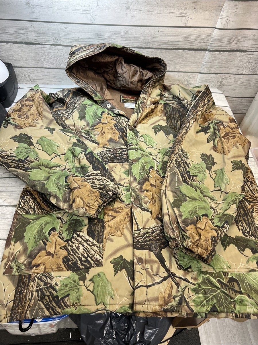 Vintage Stearns Dry Wear Hunting Rain Jacket Hooded Camo Waterproof Men’s  Large