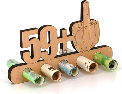 Giftota - Originelle Lustig 60. Geburtstag Geldgeschenk Holz - 59 + 1 - Geschenk