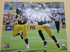 LeVeon Bell And Antonio Brown Pittsburgh Steelers Dual Signed Licensed 20x16 JSA