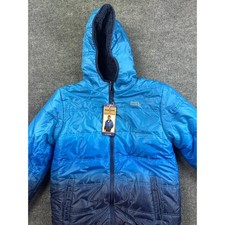 Eddie Bauer Reversible Jacket Kids L 14/16 Blue Sherpa Lined Puffer Hooded NWT