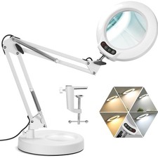 10X Lupe mit Licht - Stufenlos dimmbare Tischlampe für handfreies Arbeiten