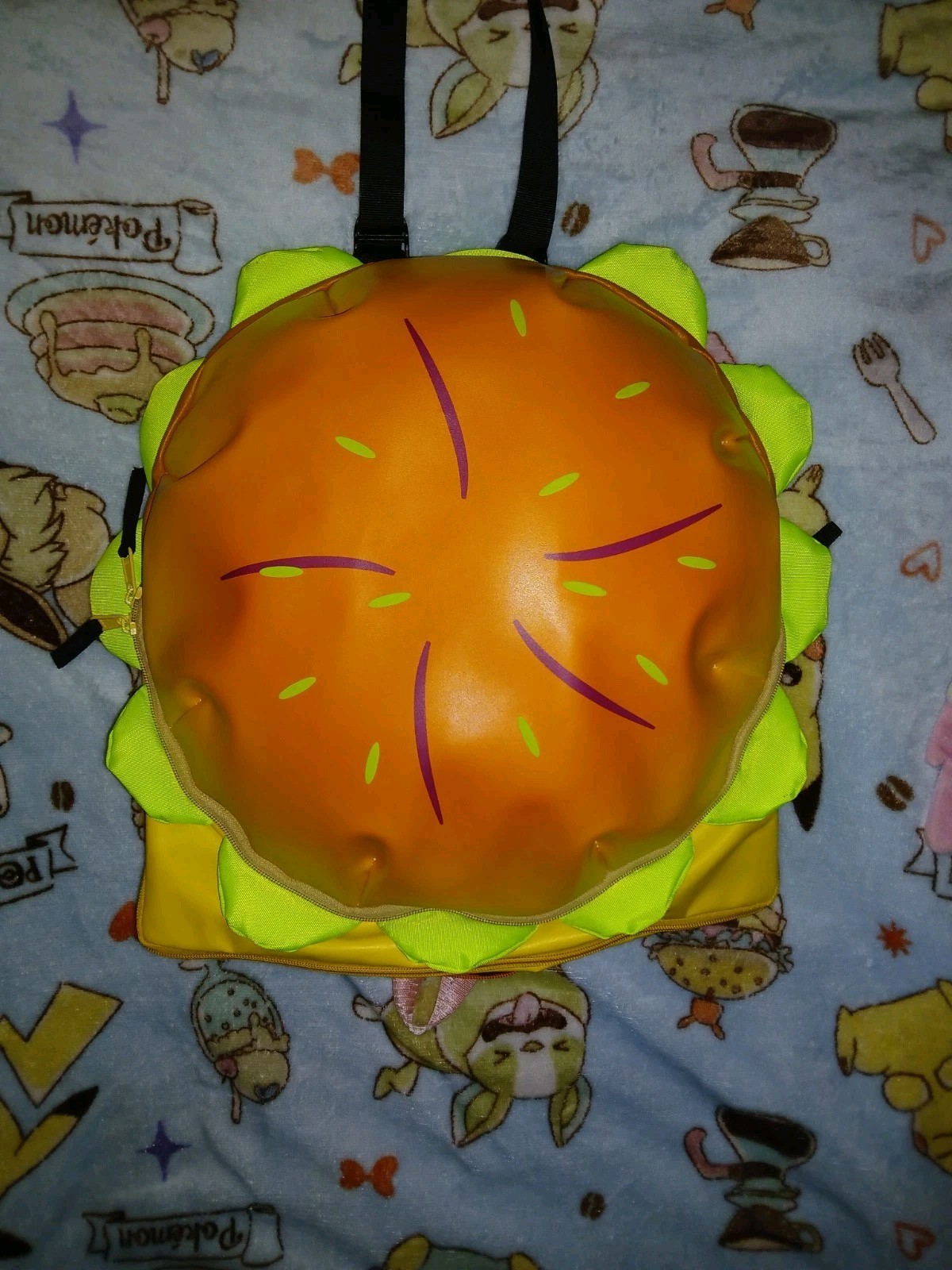 Cheeseburger Backpack Multi-compartment Funny Ham… - image 1