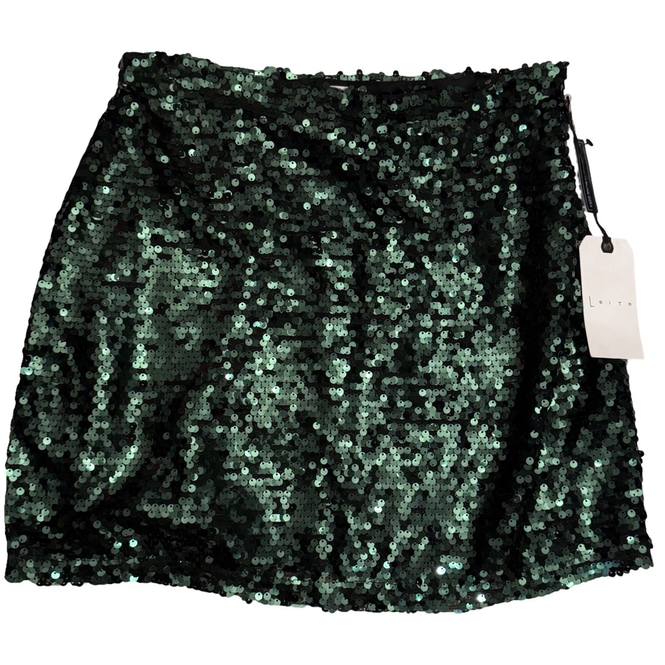 Leith изумруд зеленый блестки мини юбка средний новый с Ярлыками вечеринки праздник Новый год - Изображение 2 из 4