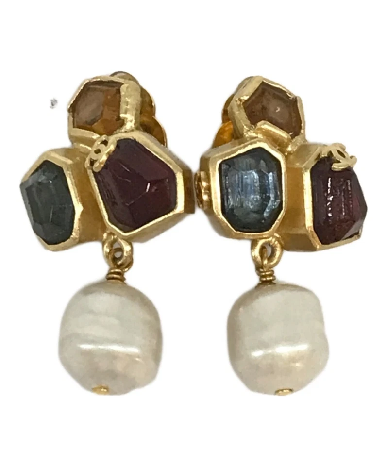 Auténtico CHANEL Multicolor Piedra Oreja Brazalete Cristal Clip-On Foto 3 de 4