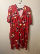 Rue21 rue+ Woman Dress Red Floral Wrap V-Neck Short Sleeve Dress Size 2X