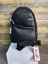 ili New York RFID-Blocking Leather Sling Backpack-NEW W/Tags