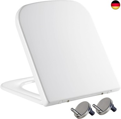 Quadratischer WC-Sitz mit Absenkautomatik und Schnellverschluss für einfache