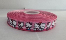 7/8 INCH HELLO KITTY PINK CHECK WITH HOT PINK TRIM GROSGRAIN RIBBON-1 YD
