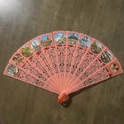 Vintage Disney 1960s Disneyland Neon Pink Plastic Souvenir Filigree Fan