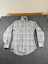 Vintage Levi's Plaid Flannel Shirt White Long Sleeve Button Up Men's M
