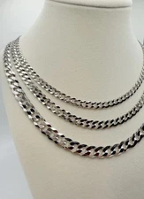 925 Italian Flat Curb Chain Necklace 5.2mm Rhodium Plated 20” Sterling Silver