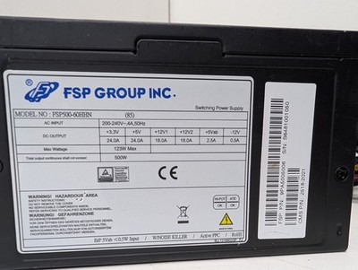 FSP500-60HHN Netzteil PSU 24 Pin 2x4 Pin Cpu 5Sata 2Molex 2x8 Stück 1xFloppy