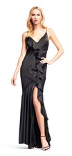 Aidan Mattox Satin Ruffle Sleeveless Mermaid Gown SZ 6 Black